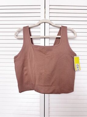 All In Motion Clay Pink Square-Neck Athletic Crop Tank, Size: 1X, NWT